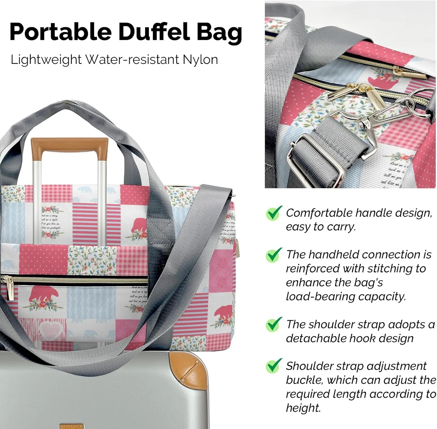 Custom Duffel Bag Wild One Bear Pink Green Adventure Awaits: Best Travel Bags for Hiking and Sports