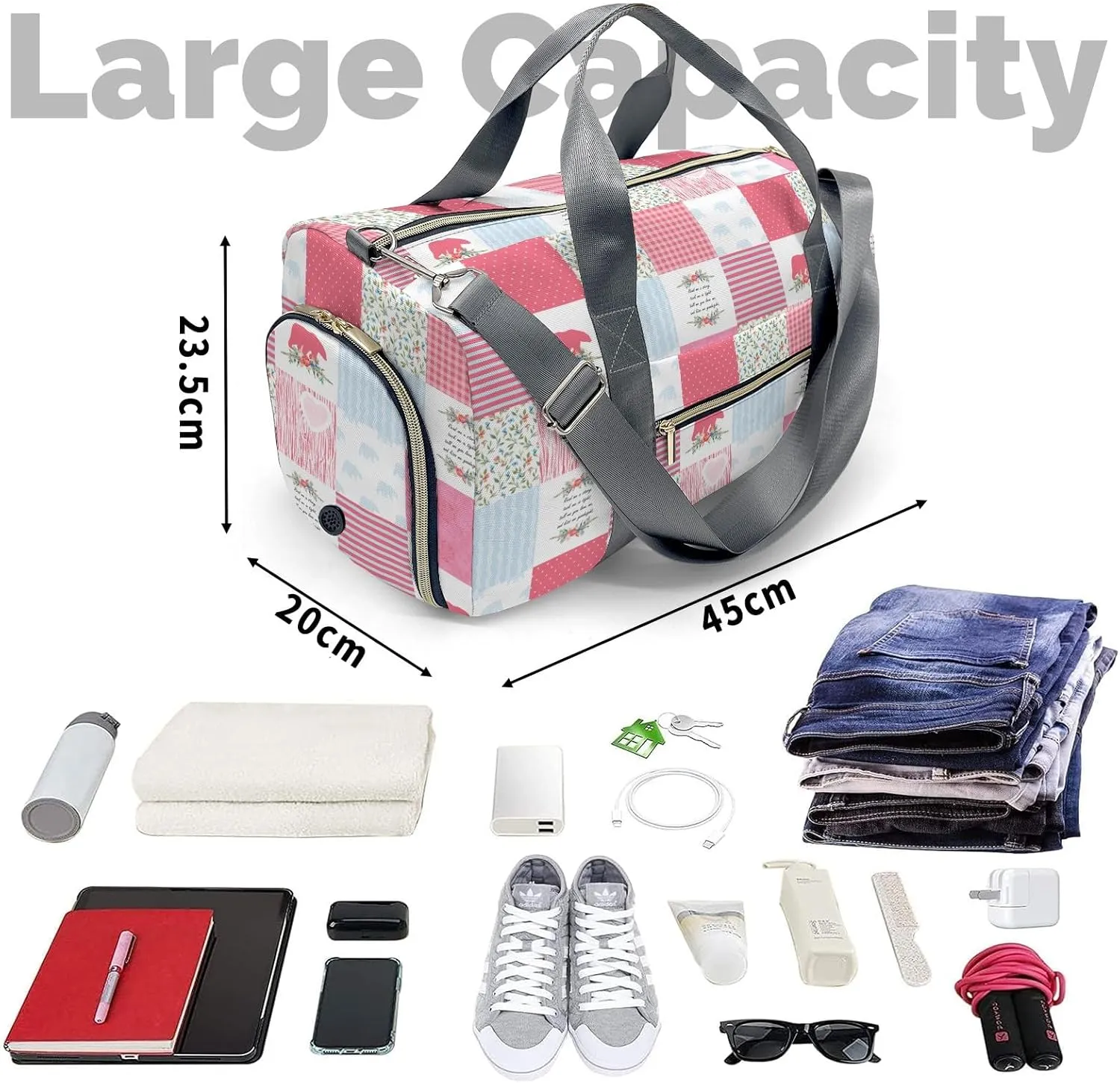 Custom Duffel Bag Wild One Bear Pink Green Adventure Awaits: Best Travel Bags for Hiking and Sports