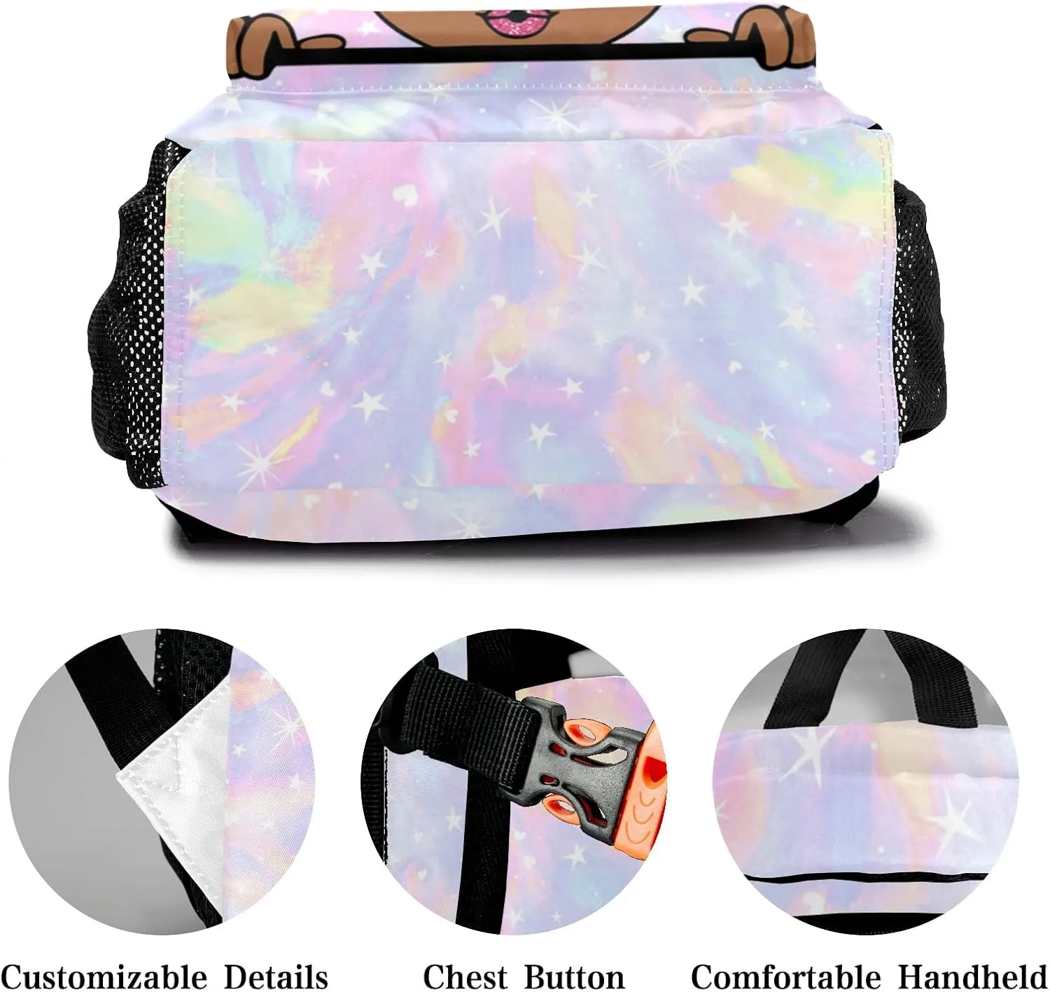 Custom Kids Backpack, Personalized Student School Bags for Boys & Girls, Bookbags for Travel Watercolor Star Black Girl