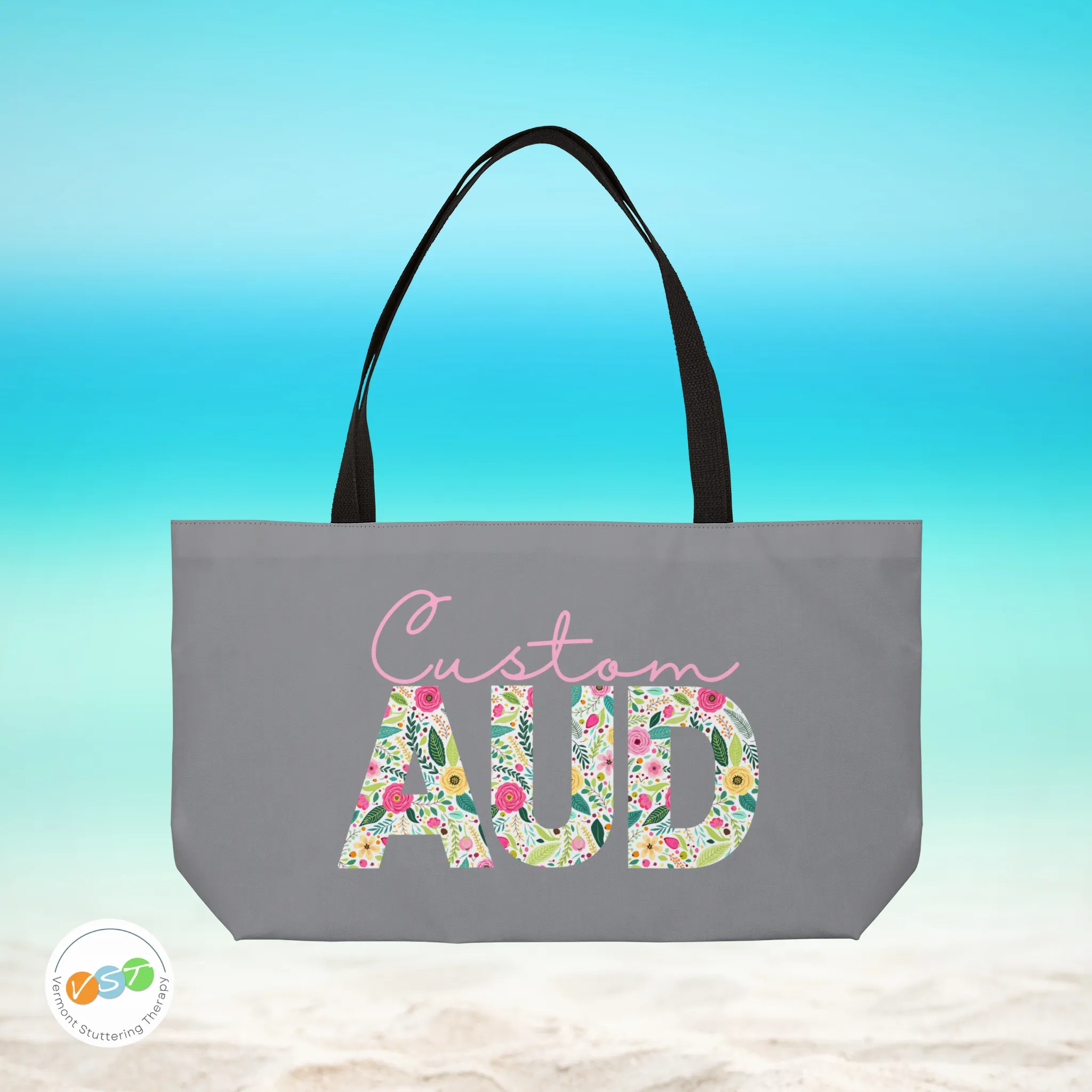 Custom Retro Floral AuD Weekender Tote Bag