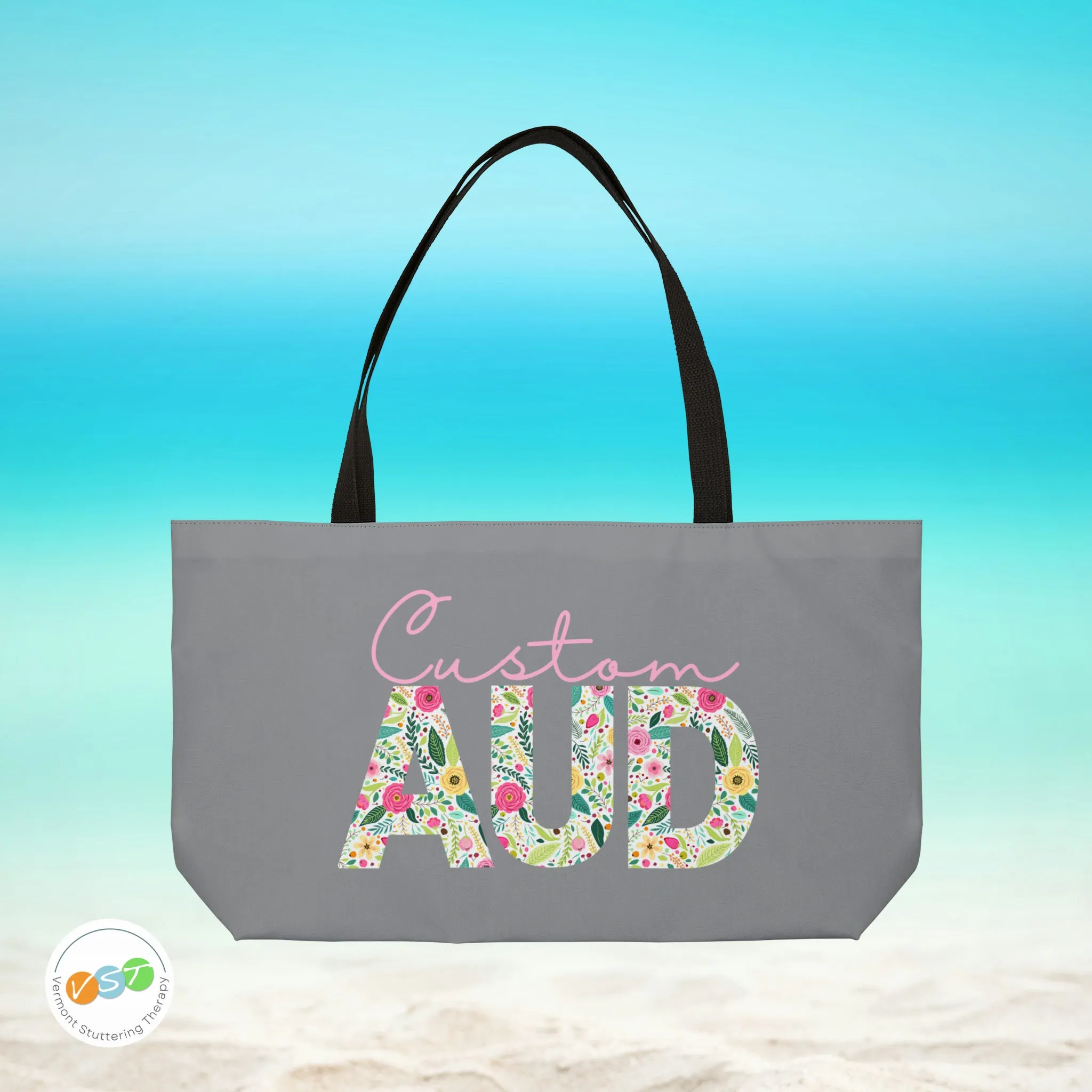 Custom Retro Floral AuD Weekender Tote Bag
