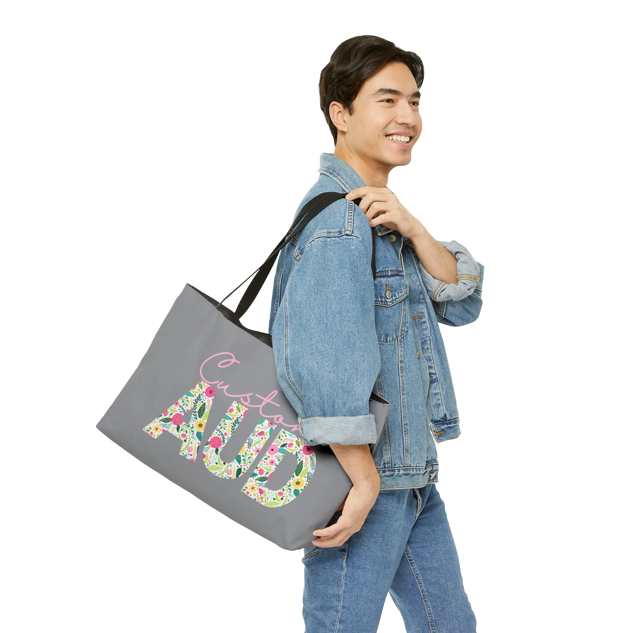 Custom Retro Floral AuD Weekender Tote Bag