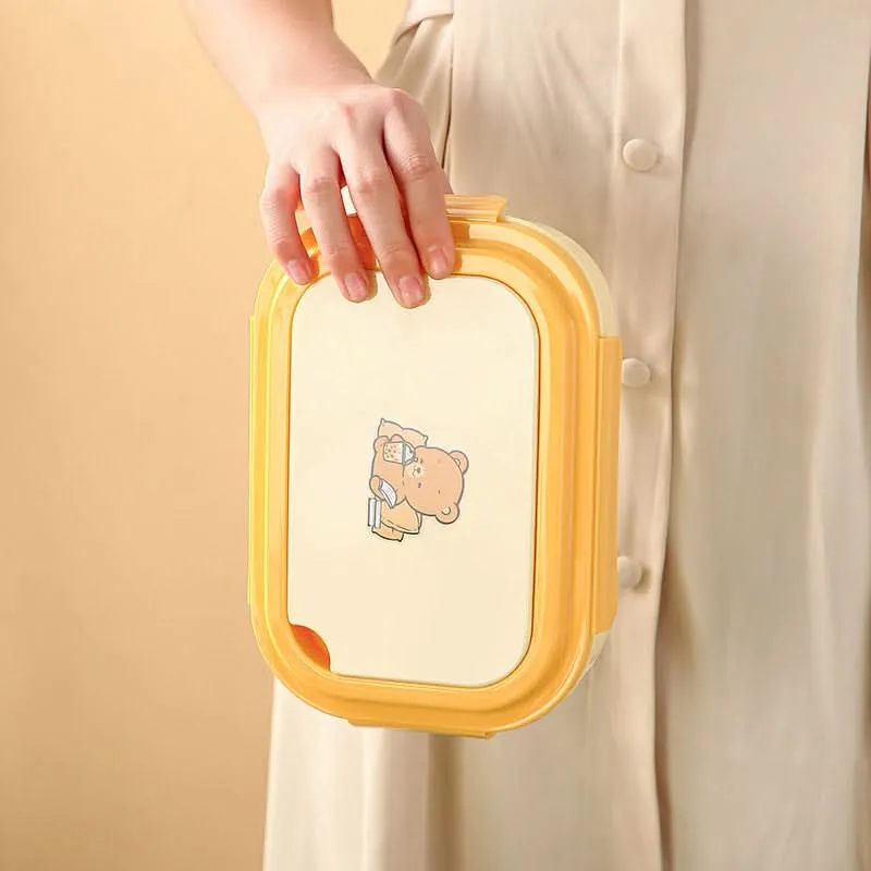 Cute Bear Bento Lunch Box – 800-1000ml Microwave-Safe
