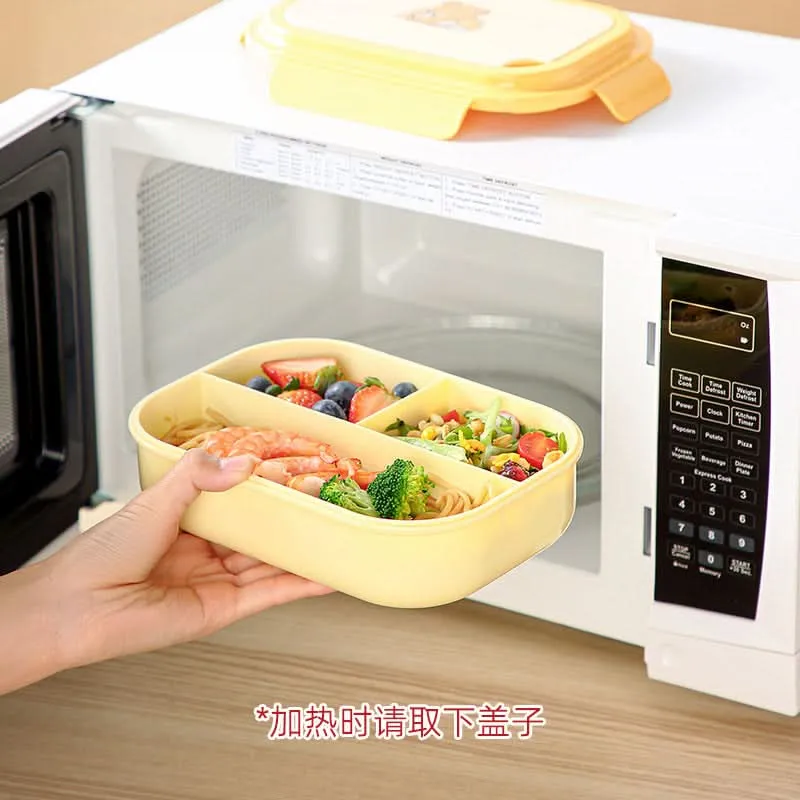 Cute Bear Bento Lunch Box – 800-1000ml Microwave-Safe