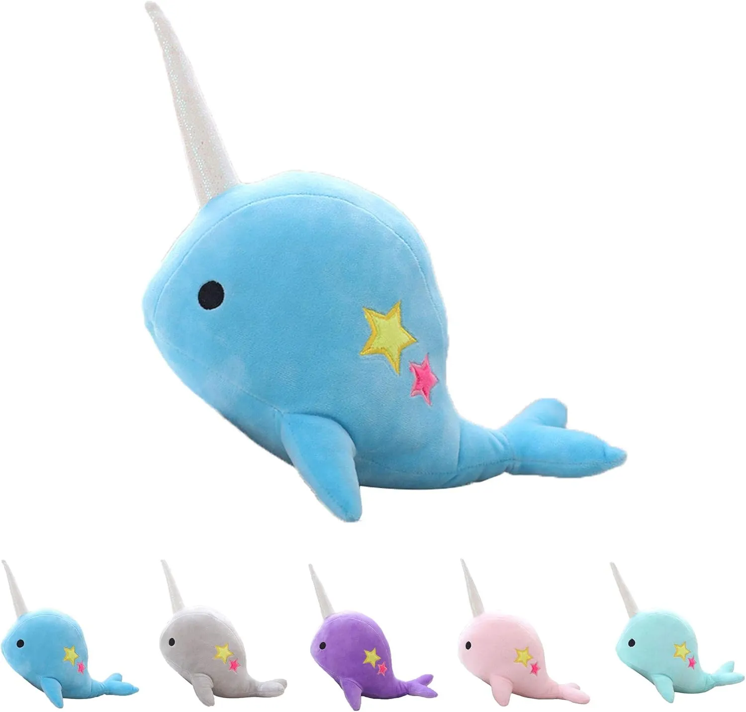 Cute Blue Narwhal Stuffed Animal Plush Toy Adorable Soft Whale Plushies Toys Stuffed Animals for Babies Kids, Toddlers