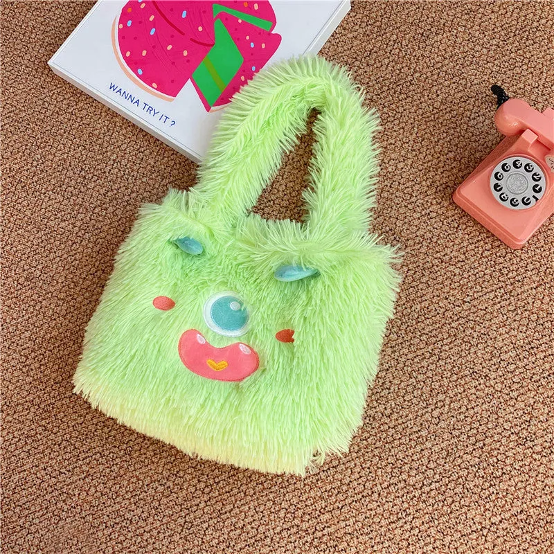 Cute Cartoon Monster Plush Large Capacity Totes Crossbody Bags