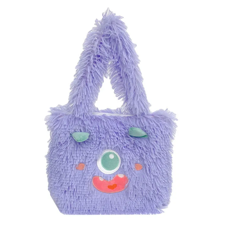 Cute Cartoon Monster Plush Large Capacity Totes Crossbody Bags