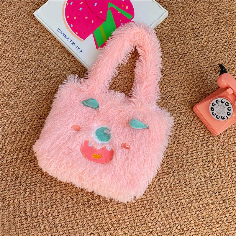 Cute Cartoon Monster Plush Large Capacity Totes Crossbody Bags