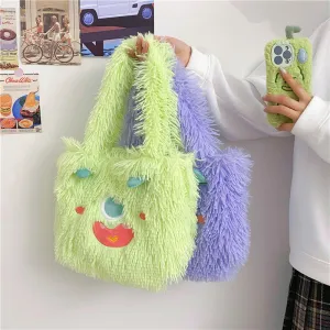 Cute Cartoon Monster Plush Large Capacity Totes Crossbody Bags