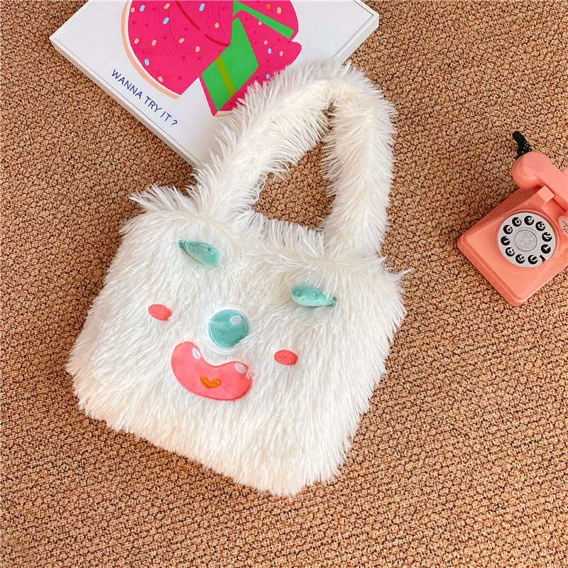 Cute Cartoon Monster Plush Large Capacity Totes Crossbody Bags