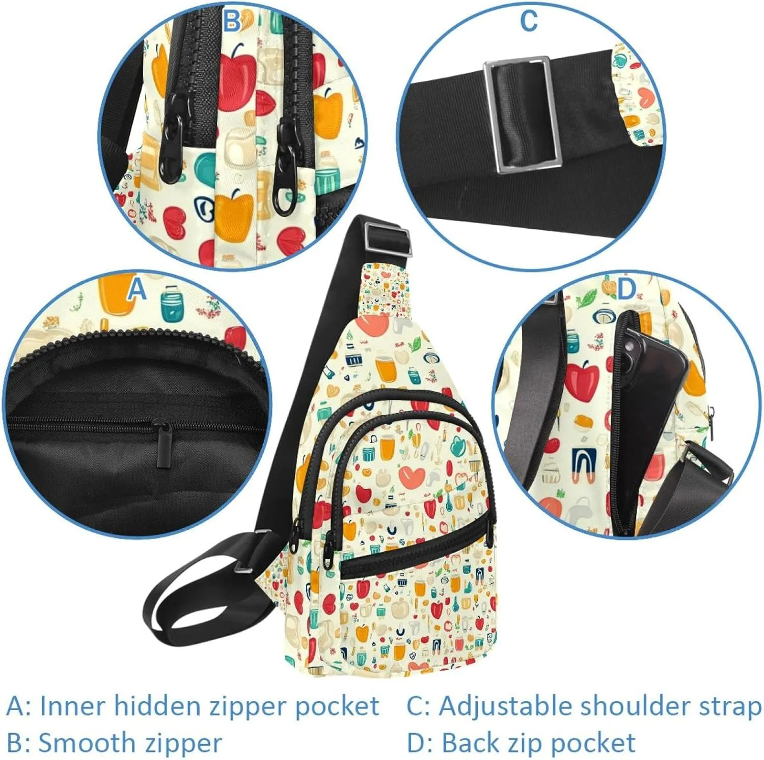 Cute Dental (78) Chest Bag Daypack Crossbody for Travel Sport Running Hiking
