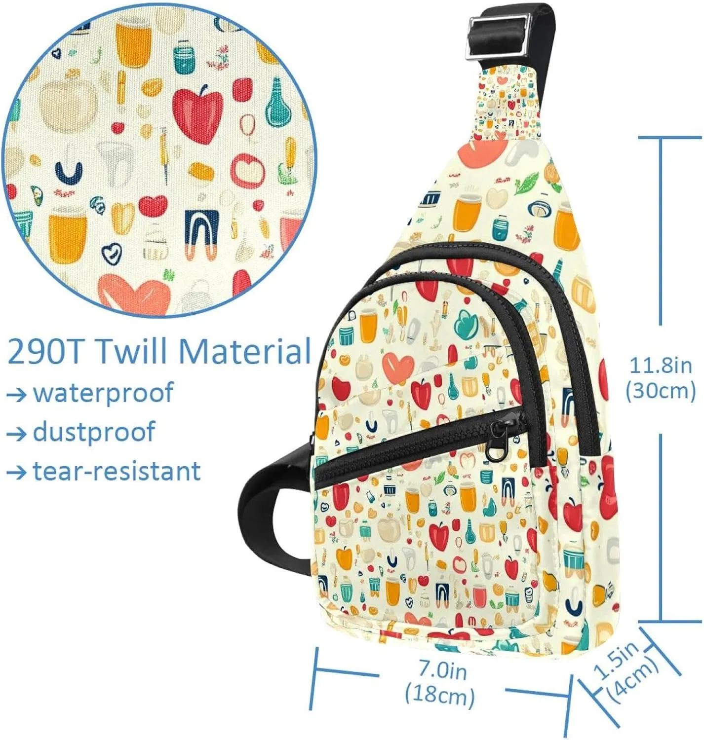 Cute Dental (78) Chest Bag Daypack Crossbody for Travel Sport Running Hiking