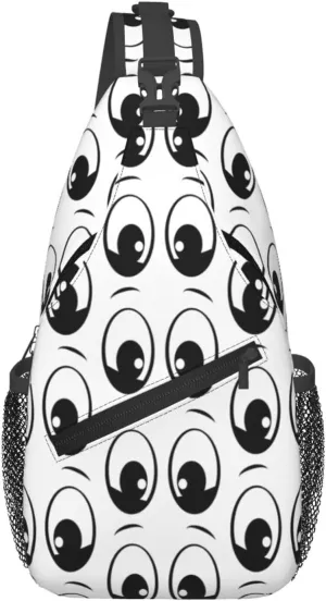 Cute Funny Cartoon Sketch Eyes Crossbody Bag Cross Chest Bag Adjustable Sling Backpack Sports Gym Shoulder Bags Travel Cycling Daypack Diagonally Casual Rucksack