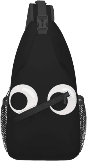 Cute Funny Cartoon Sketch Eyes Crossbody Bag Cross Chest Bag Adjustable Sling Backpack Sports Gym Shoulder Bags Travel Cycling Daypack Diagonally Casual Rucksack