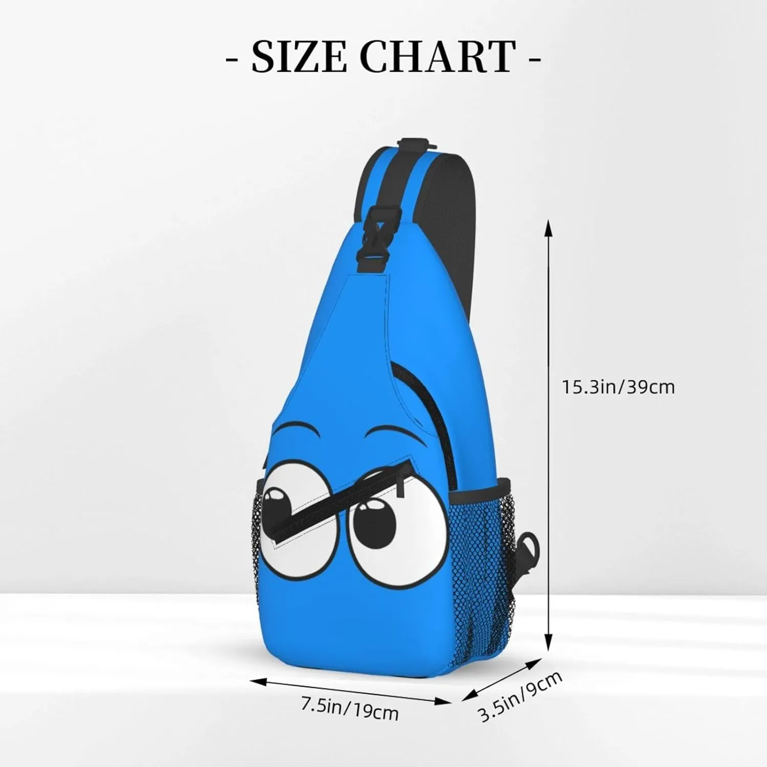 Cute Funny Cartoon Sketch Eyes Crossbody Bag Cross Chest Bag Adjustable Sling Backpack Sports Gym Shoulder Bags Travel Cycling Daypack Diagonally Casual Rucksack