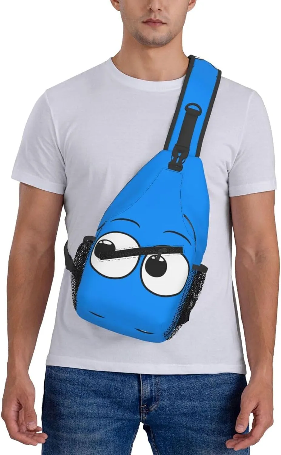 Cute Funny Cartoon Sketch Eyes Crossbody Bag Cross Chest Bag Adjustable Sling Backpack Sports Gym Shoulder Bags Travel Cycling Daypack Diagonally Casual Rucksack