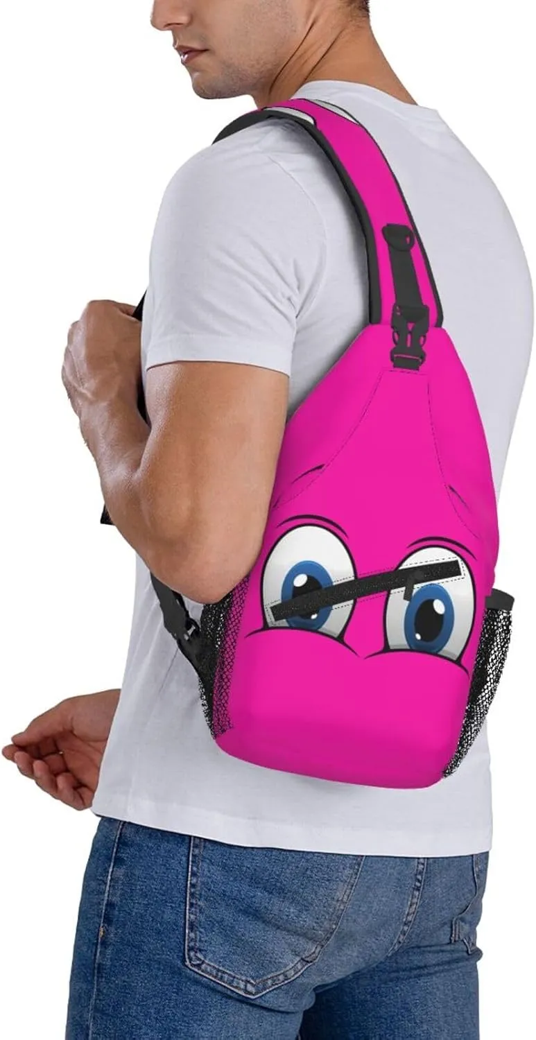 Cute Funny Cartoon Sketch Eyes Crossbody Bag Cross Chest Bag Adjustable Sling Backpack Sports Gym Shoulder Bags Travel Cycling Daypack Diagonally Casual Rucksack