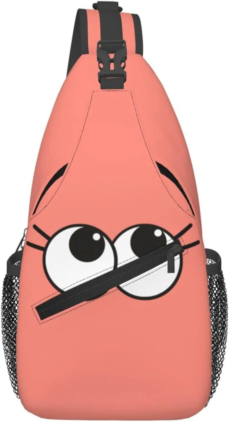 Cute Funny Cartoon Sketch Eyes Crossbody Bag Cross Chest Bag Adjustable Sling Backpack Sports Gym Shoulder Bags Travel Cycling Daypack Diagonally Casual Rucksack