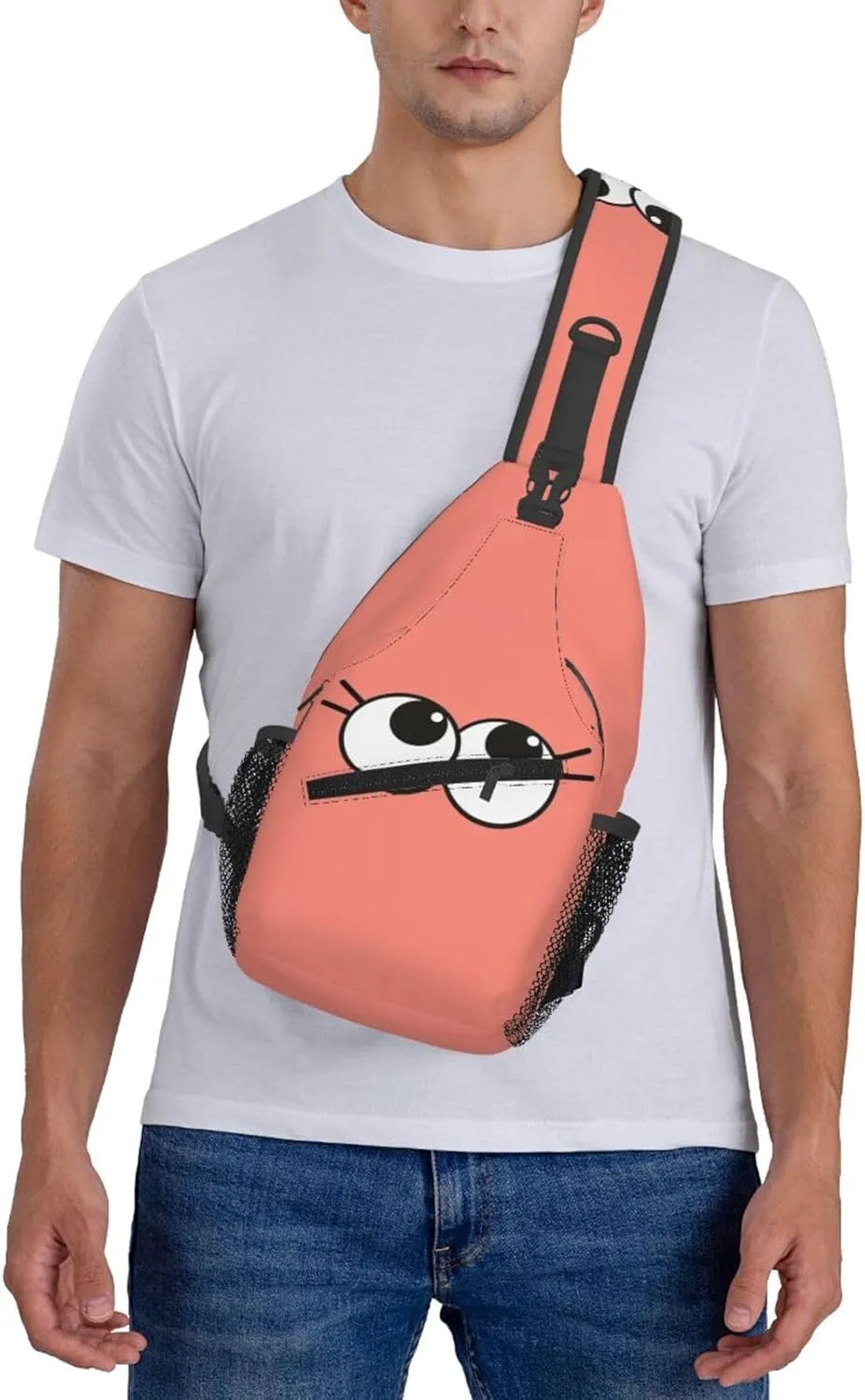 Cute Funny Cartoon Sketch Eyes Crossbody Bag Cross Chest Bag Adjustable Sling Backpack Sports Gym Shoulder Bags Travel Cycling Daypack Diagonally Casual Rucksack