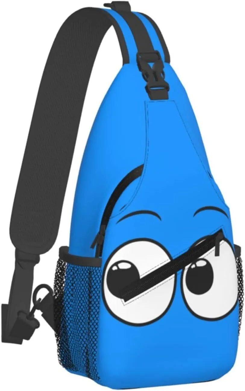 Cute Funny Cartoon Sketch Eyes Crossbody Bag Cross Chest Bag Adjustable Sling Backpack Sports Gym Shoulder Bags Travel Cycling Daypack Diagonally Casual Rucksack