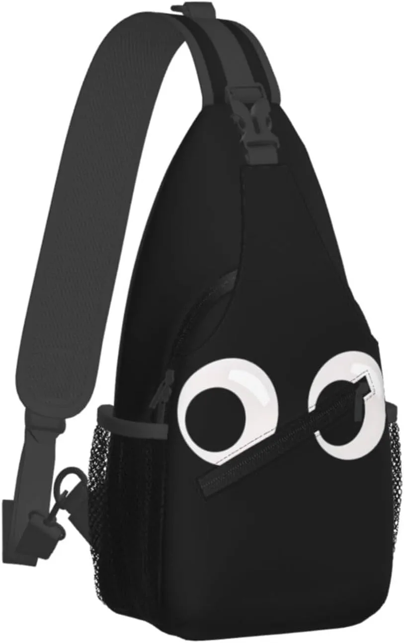 Cute Funny Cartoon Sketch Eyes Crossbody Bag Cross Chest Bag Adjustable Sling Backpack Sports Gym Shoulder Bags Travel Cycling Daypack Diagonally Casual Rucksack