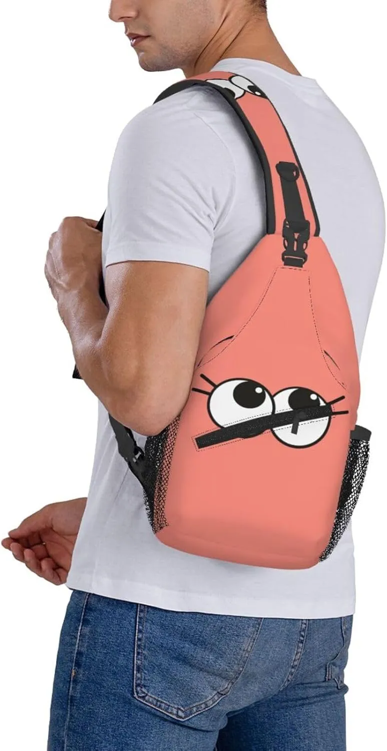 Cute Funny Cartoon Sketch Eyes Crossbody Bag Cross Chest Bag Adjustable Sling Backpack Sports Gym Shoulder Bags Travel Cycling Daypack Diagonally Casual Rucksack