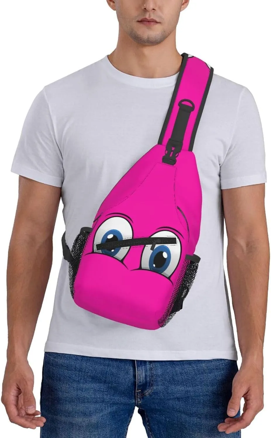 Cute Funny Cartoon Sketch Eyes Crossbody Bag Cross Chest Bag Adjustable Sling Backpack Sports Gym Shoulder Bags Travel Cycling Daypack Diagonally Casual Rucksack