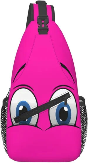 Cute Funny Cartoon Sketch Eyes Crossbody Bag Cross Chest Bag Adjustable Sling Backpack Sports Gym Shoulder Bags Travel Cycling Daypack Diagonally Casual Rucksack