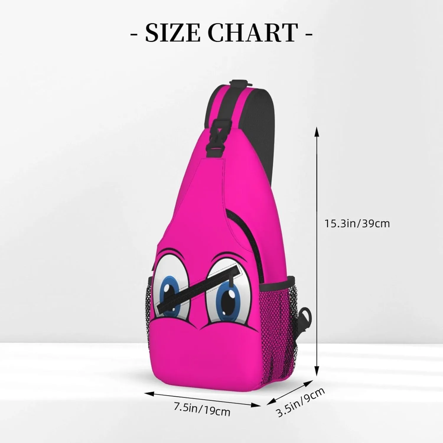 Cute Funny Cartoon Sketch Eyes Crossbody Bag Cross Chest Bag Adjustable Sling Backpack Sports Gym Shoulder Bags Travel Cycling Daypack Diagonally Casual Rucksack