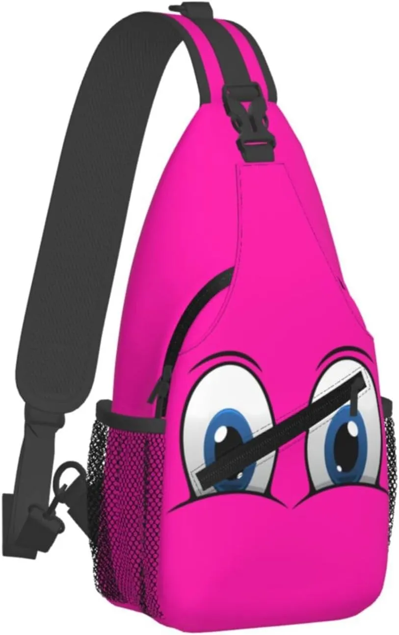 Cute Funny Cartoon Sketch Eyes Crossbody Bag Cross Chest Bag Adjustable Sling Backpack Sports Gym Shoulder Bags Travel Cycling Daypack Diagonally Casual Rucksack