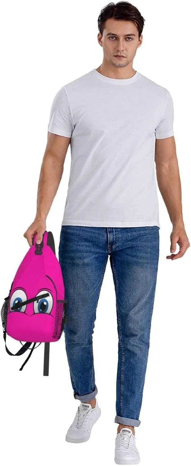 Cute Funny Cartoon Sketch Eyes Crossbody Bag Cross Chest Bag Adjustable Sling Backpack Sports Gym Shoulder Bags Travel Cycling Daypack Diagonally Casual Rucksack