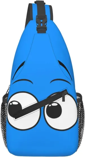 Cute Funny Cartoon Sketch Eyes Crossbody Bag Cross Chest Bag Adjustable Sling Backpack Sports Gym Shoulder Bags Travel Cycling Daypack Diagonally Casual Rucksack