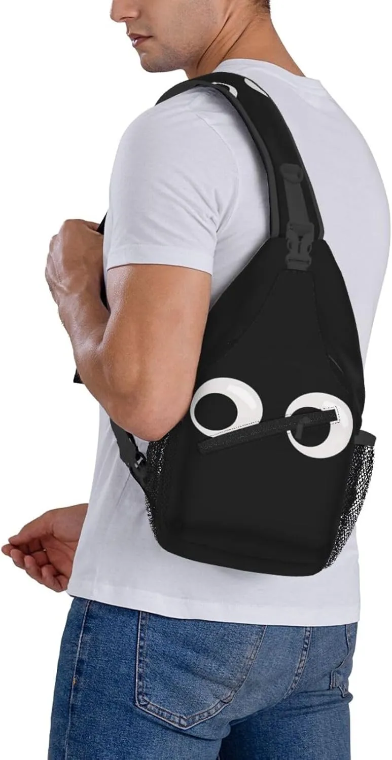 Cute Funny Cartoon Sketch Eyes Crossbody Bag Cross Chest Bag Adjustable Sling Backpack Sports Gym Shoulder Bags Travel Cycling Daypack Diagonally Casual Rucksack