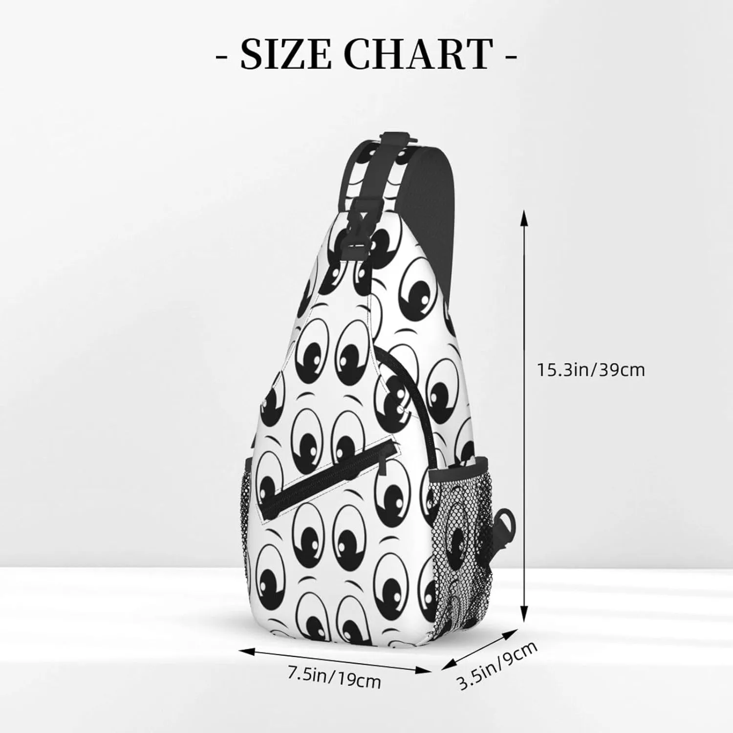 Cute Funny Cartoon Sketch Eyes Crossbody Bag Cross Chest Bag Adjustable Sling Backpack Sports Gym Shoulder Bags Travel Cycling Daypack Diagonally Casual Rucksack