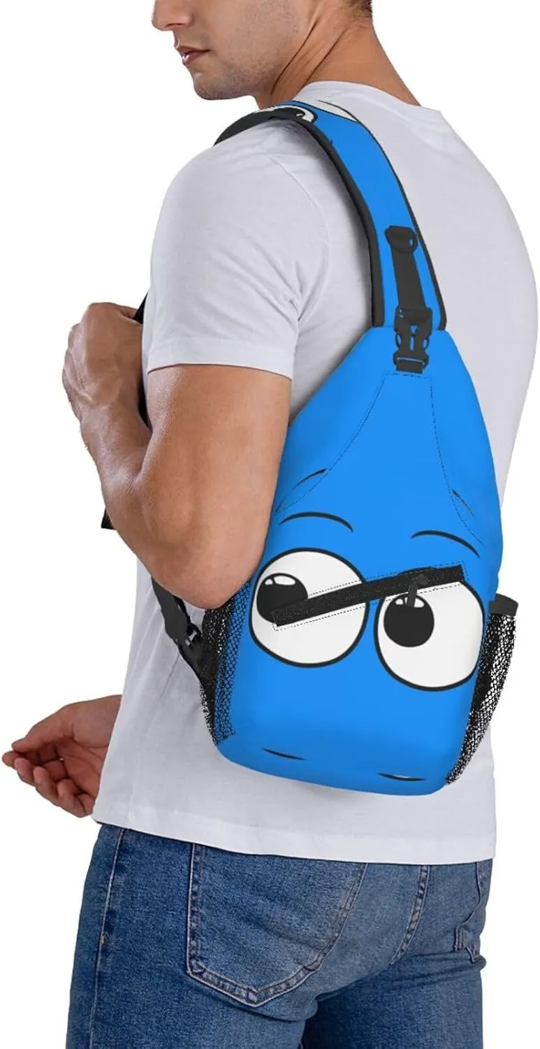 Cute Funny Cartoon Sketch Eyes Crossbody Bag Cross Chest Bag Adjustable Sling Backpack Sports Gym Shoulder Bags Travel Cycling Daypack Diagonally Casual Rucksack