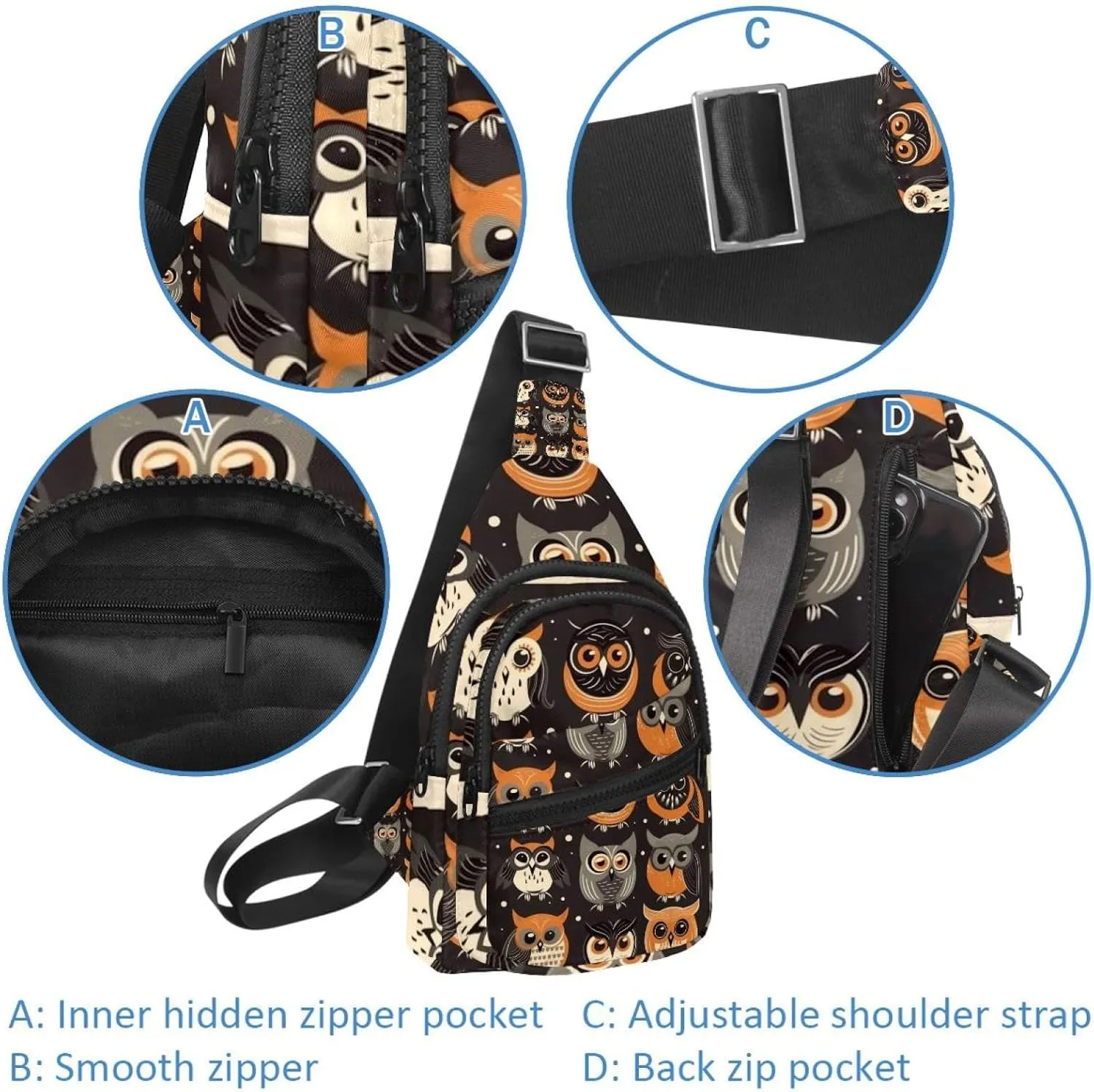 Cute Owls Sling Backpack Bag