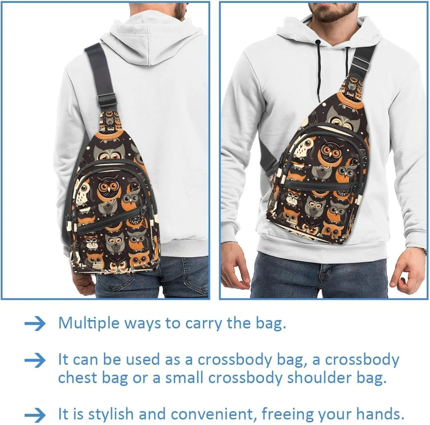 Cute Owls Sling Backpack Bag