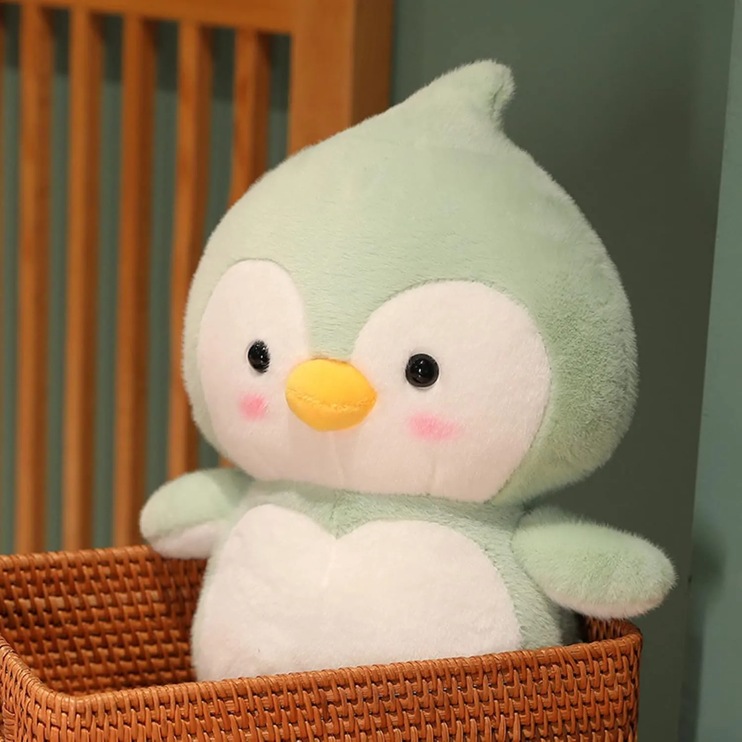 Cute Soft Penguin Plush Toys - Green, 14-Inch Throw Pillow & Cuddly Penguin Doll Gift for Kids & Lovers
