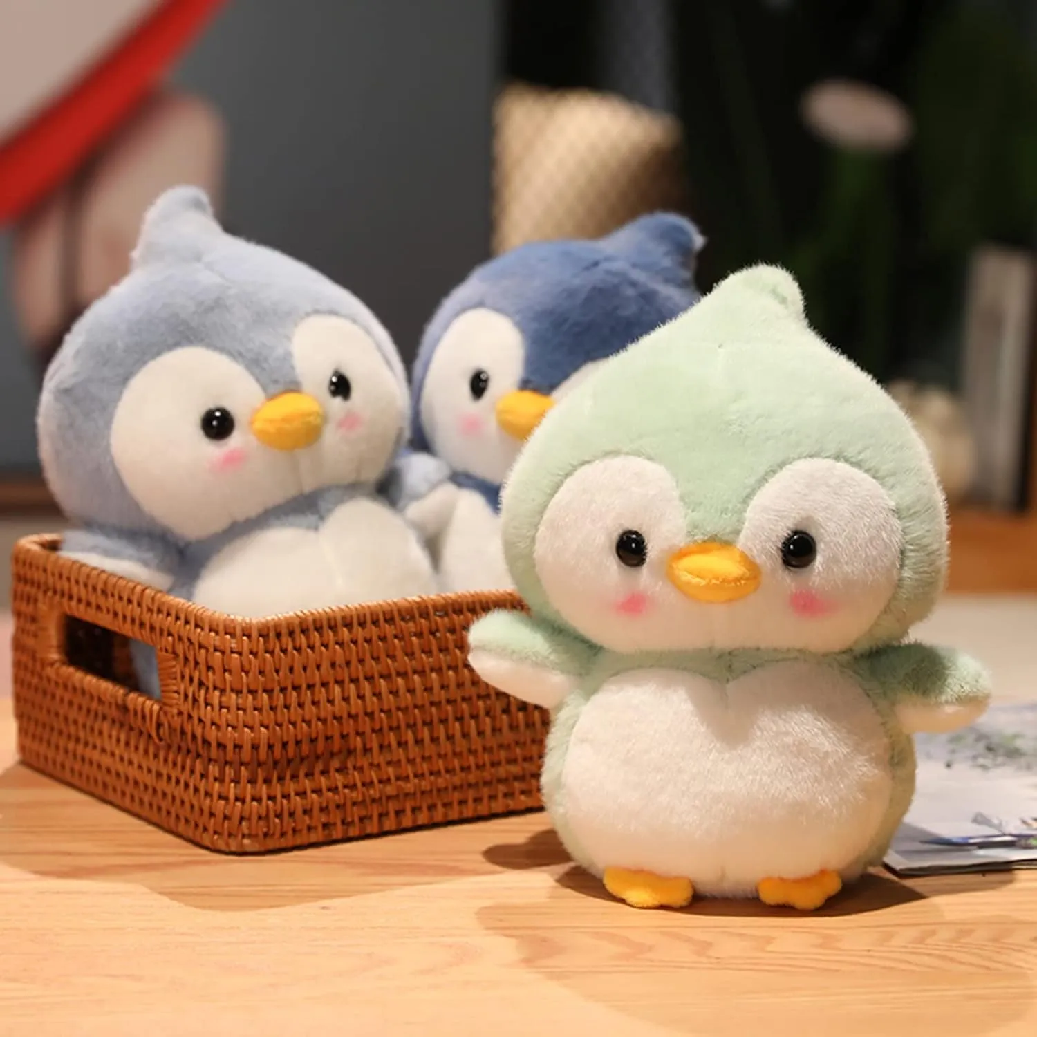 Cute Soft Penguin Plush Toys - Green, 14-Inch Throw Pillow & Cuddly Penguin Doll Gift for Kids & Lovers