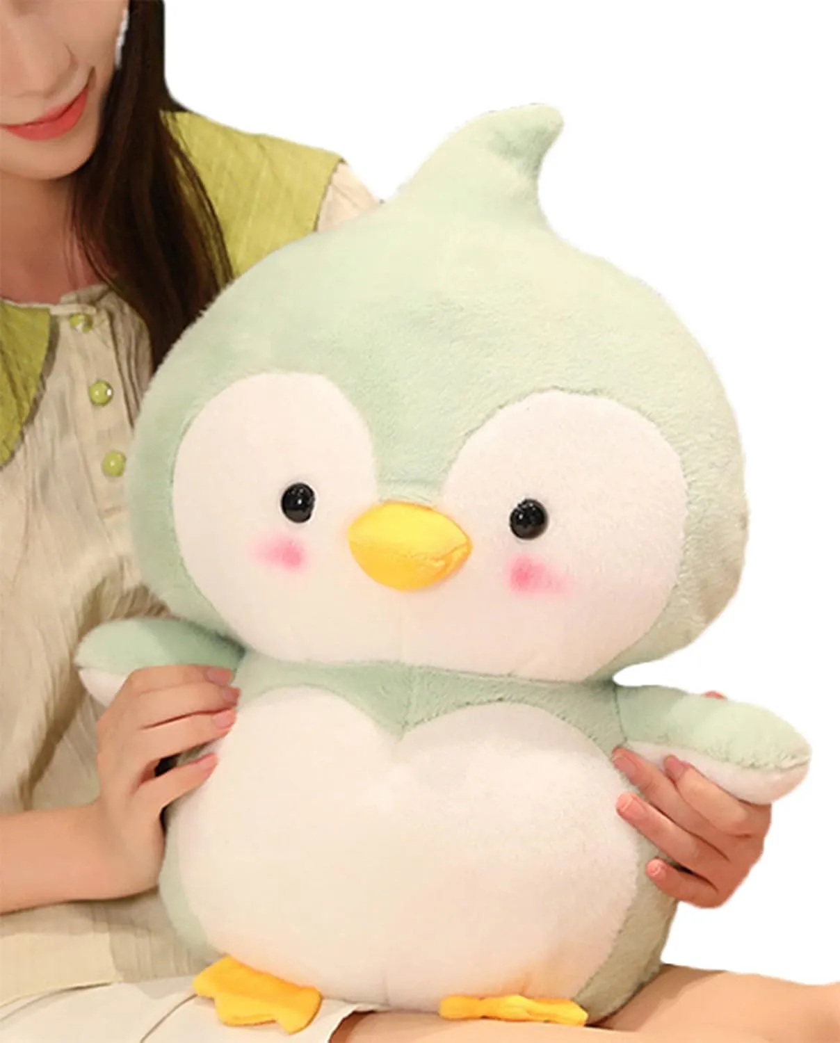 Cute Soft Penguin Plush Toys - Green, 14-Inch Throw Pillow & Cuddly Penguin Doll Gift for Kids & Lovers