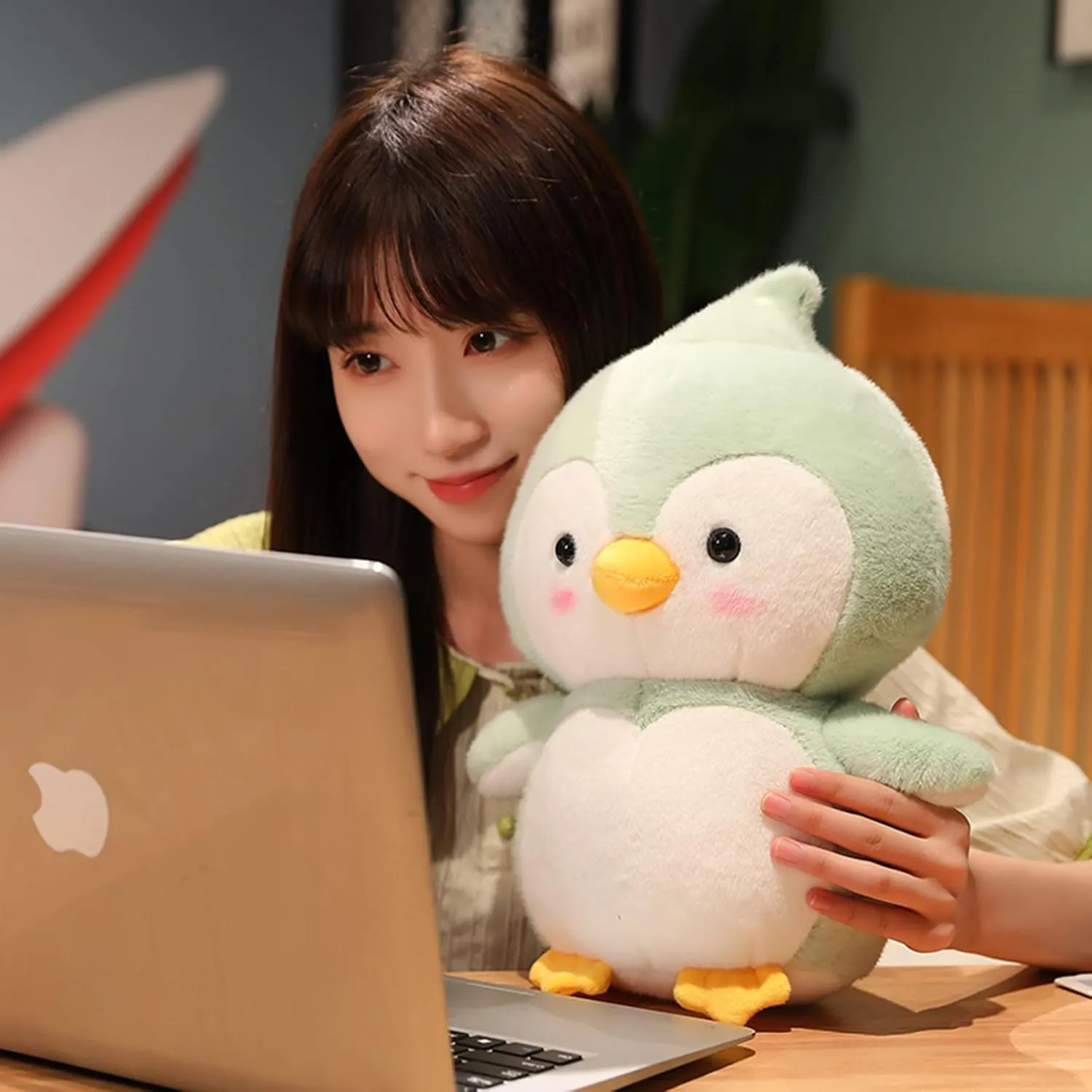 Cute Soft Penguin Plush Toys - Green, 14-Inch Throw Pillow & Cuddly Penguin Doll Gift for Kids & Lovers