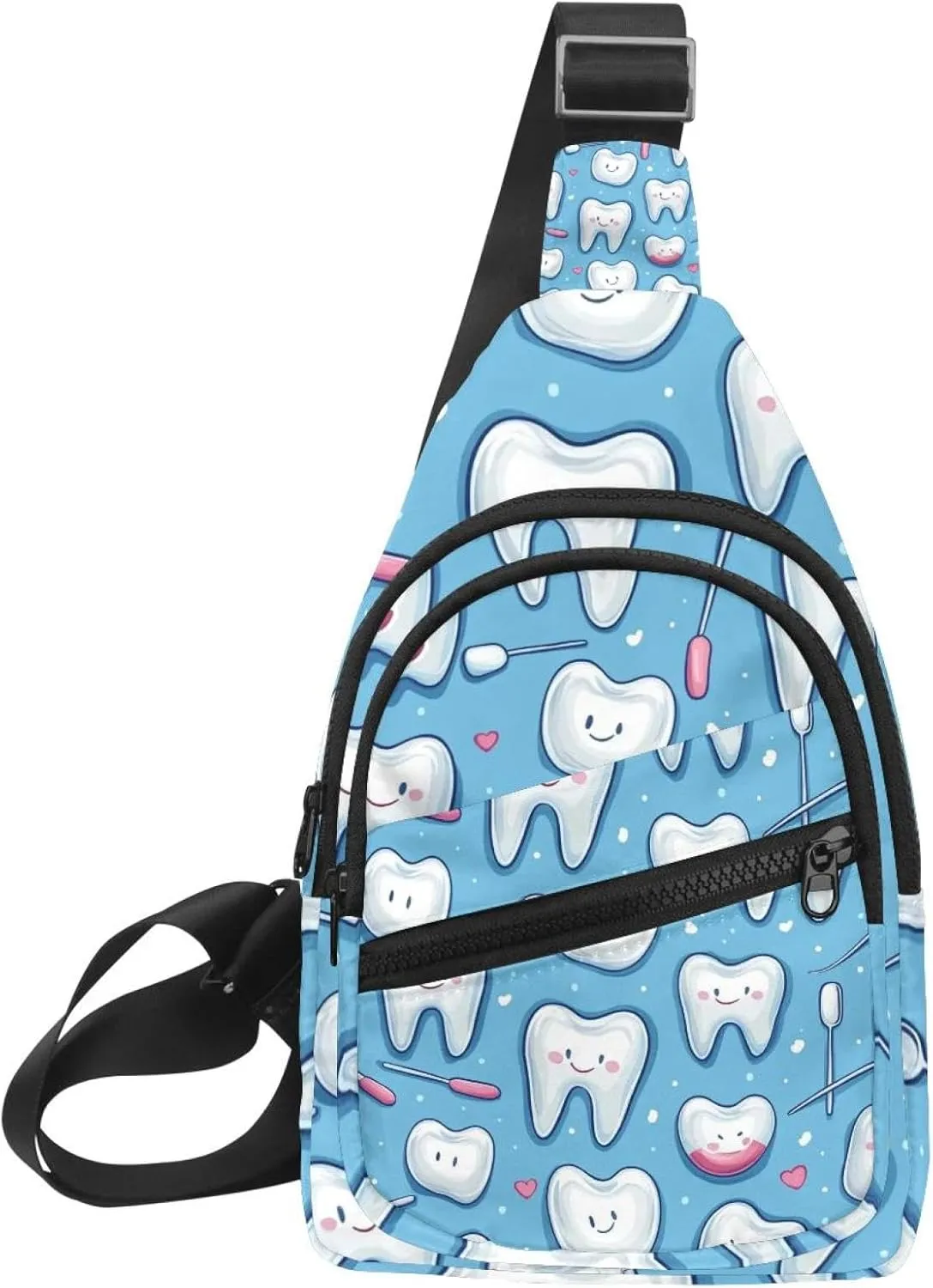 Cute Teeth Crossbody Bag with Adjustable Shoulder Strap, Shoulder Bag for Men and Women Sling Backpack for Travel, Cycling, Work, Sport