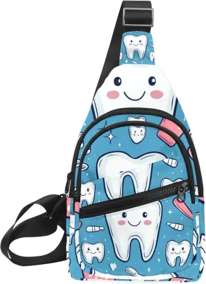 Cute Teeth Crossbody Bag with Adjustable Shoulder Strap, Shoulder Bag for Men and Women Sling Backpack for Travel, Cycling, Work, Sport