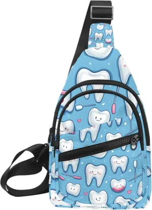Cute Teeth Crossbody Bag with Adjustable Shoulder Strap, Shoulder Bag for Men and Women Sling Backpack for Travel, Cycling, Work, Sport