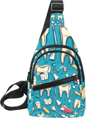 Cute Teeth Crossbody Sling Backpack Sling Bag Travel Hiking Chest Bag Daypack