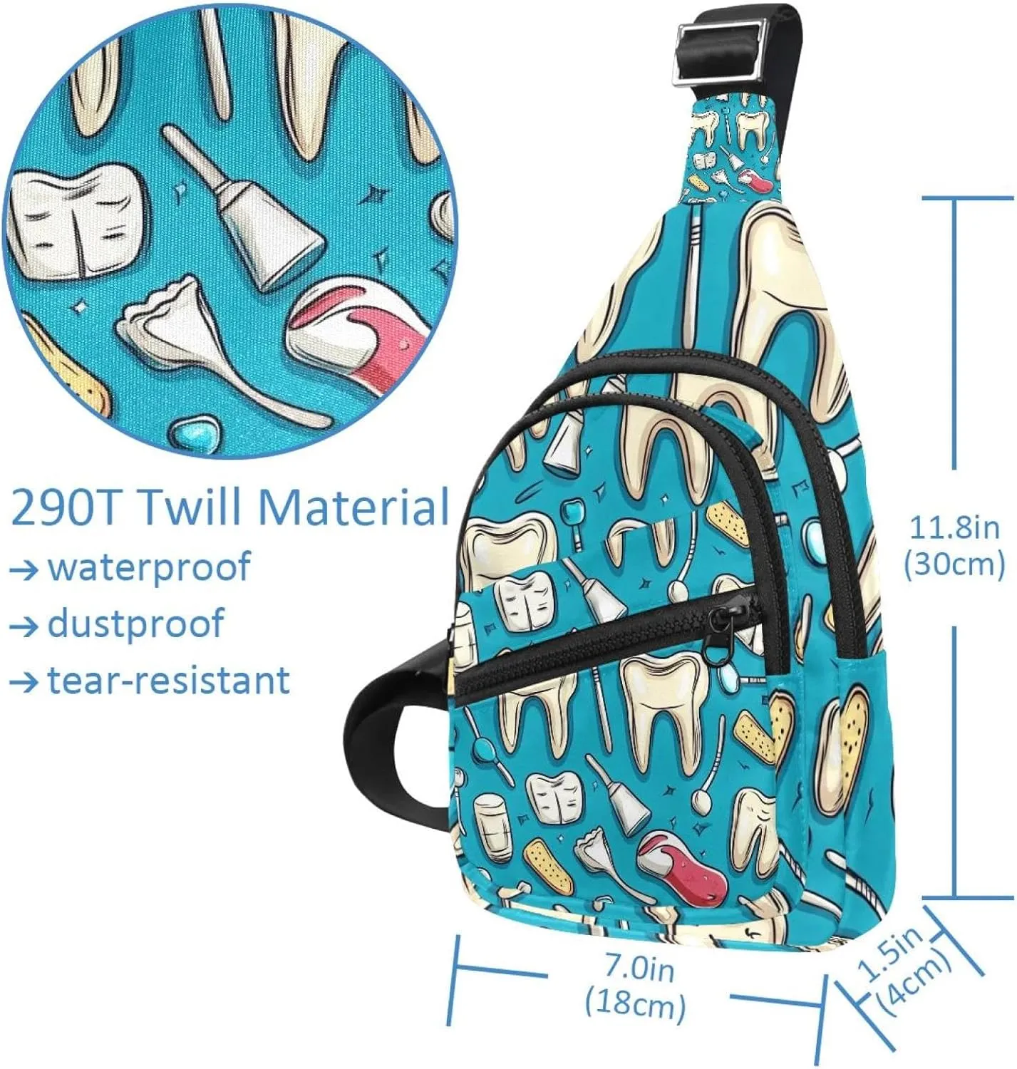 Cute Teeth Crossbody Sling Backpack Sling Bag Travel Hiking Chest Bag Daypack