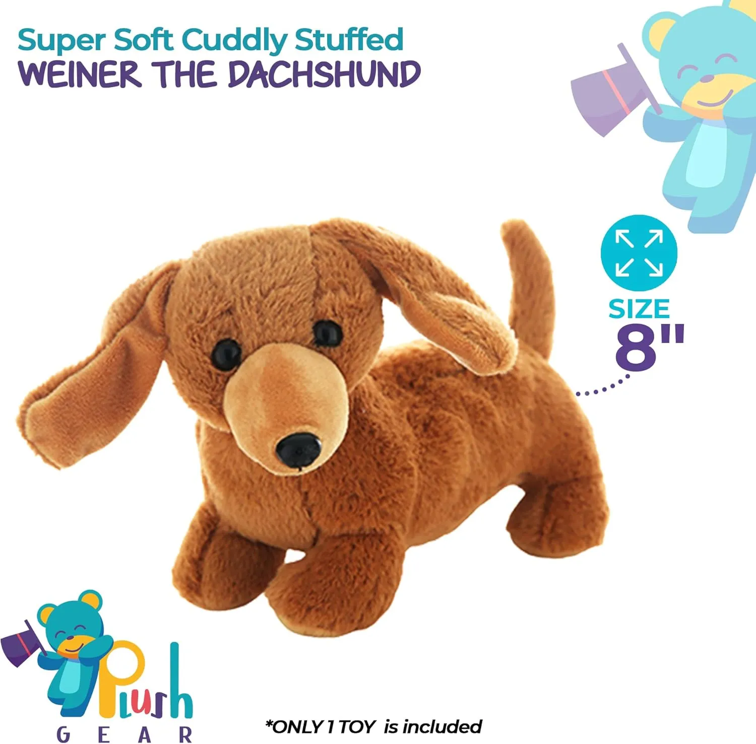 Cutest Weiner The Dachshund: 8-Inch Stuffed Toy, Super Soft and Utterly Adorable for Kids and Dog Lovers