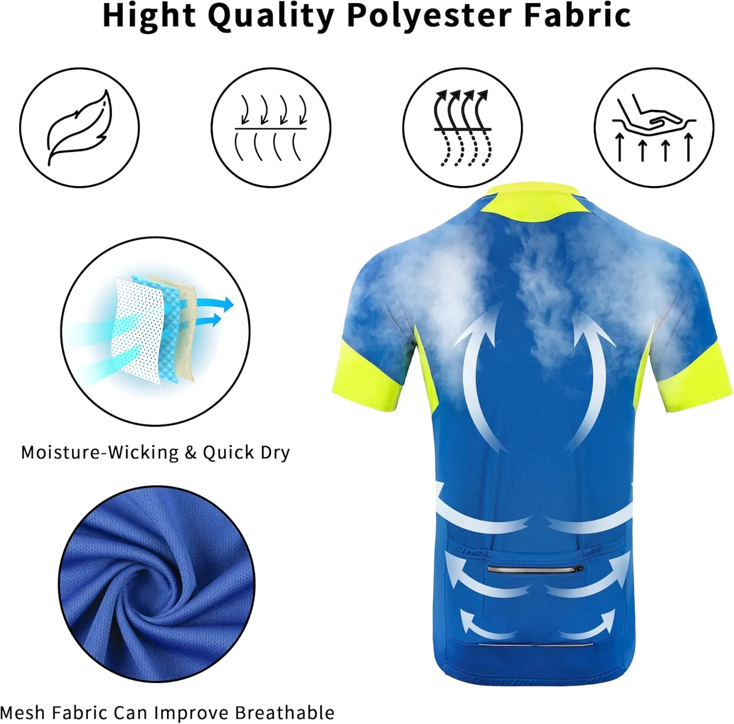 Cycling Bike Jersey for Men Short and Long Sleeve Bike Bicycle Shirts Biking Clothing Breathable Quick-Dry Shirt with Pockets