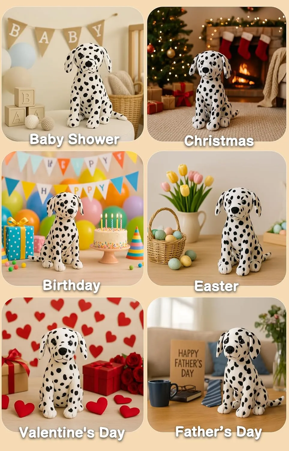 Dalmatian Stuffed Animals, Stuffed Dalmatian, Stuffed Puppy Dog Plush Toys for Boy Girl Kids Birthday, 12 inches