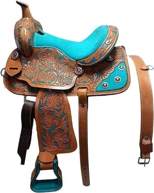 D&L SADDLERY Western Barrel Racing Horse Saddles Trail Equestrian Horse Saddle Classic Quality Premium Leather Comfort for Horse Riding Size:10-18 inches Seat Available, JH06